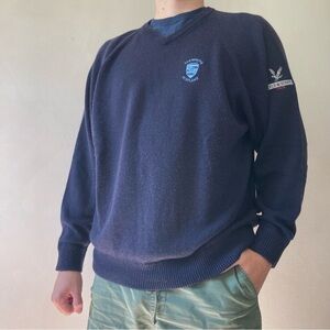 Lyle & Scott Tour | Vintage Navy Wool V-Neck Golf Sweater